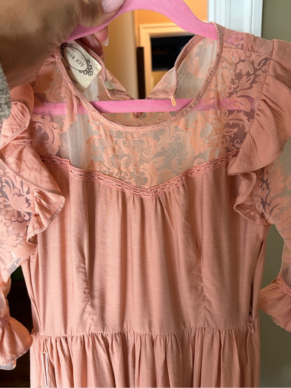 Joyfolie Peach Lace Ruffle Dress for Girls size 10